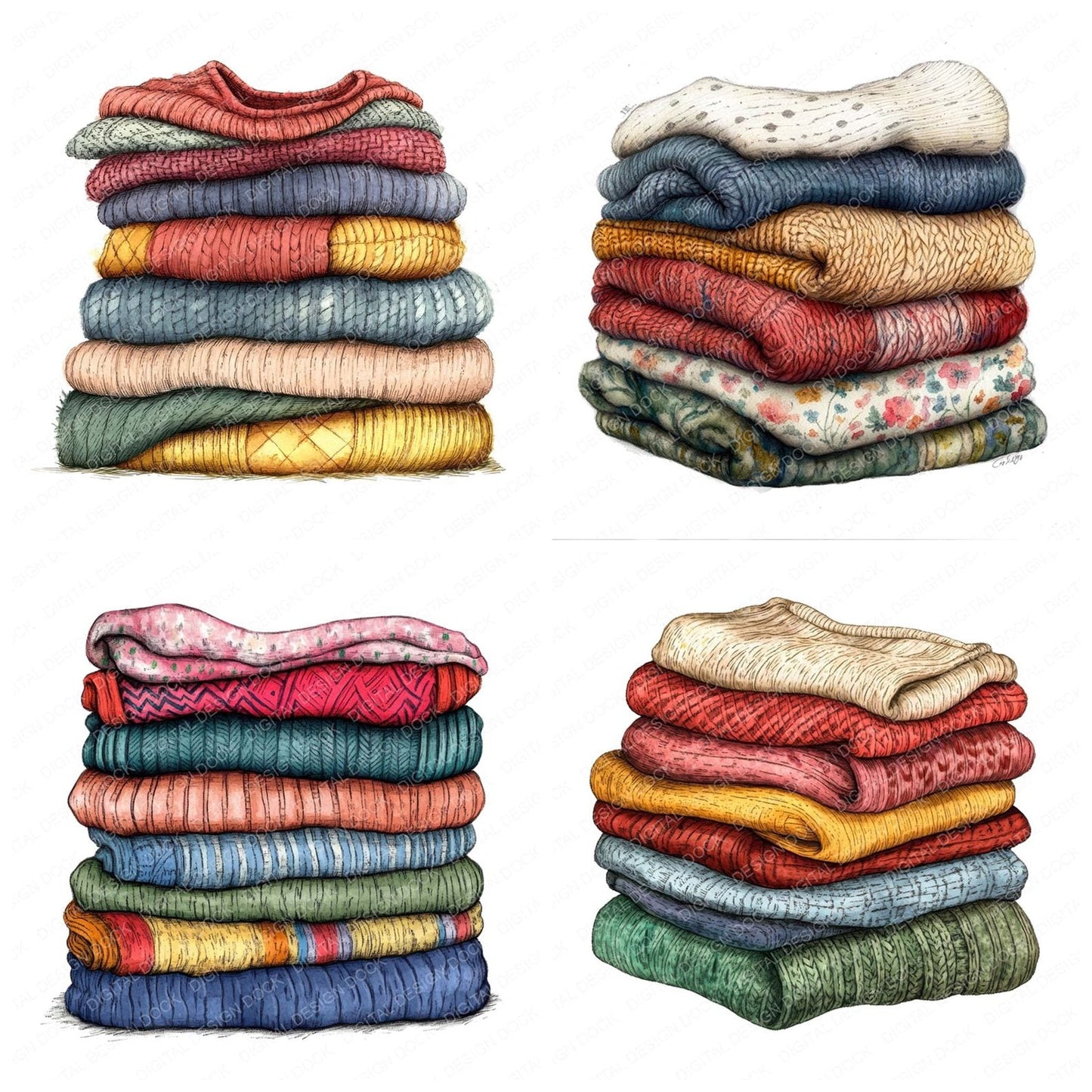 Folded Cozy Sweaters Clipart Set (DDD005457)