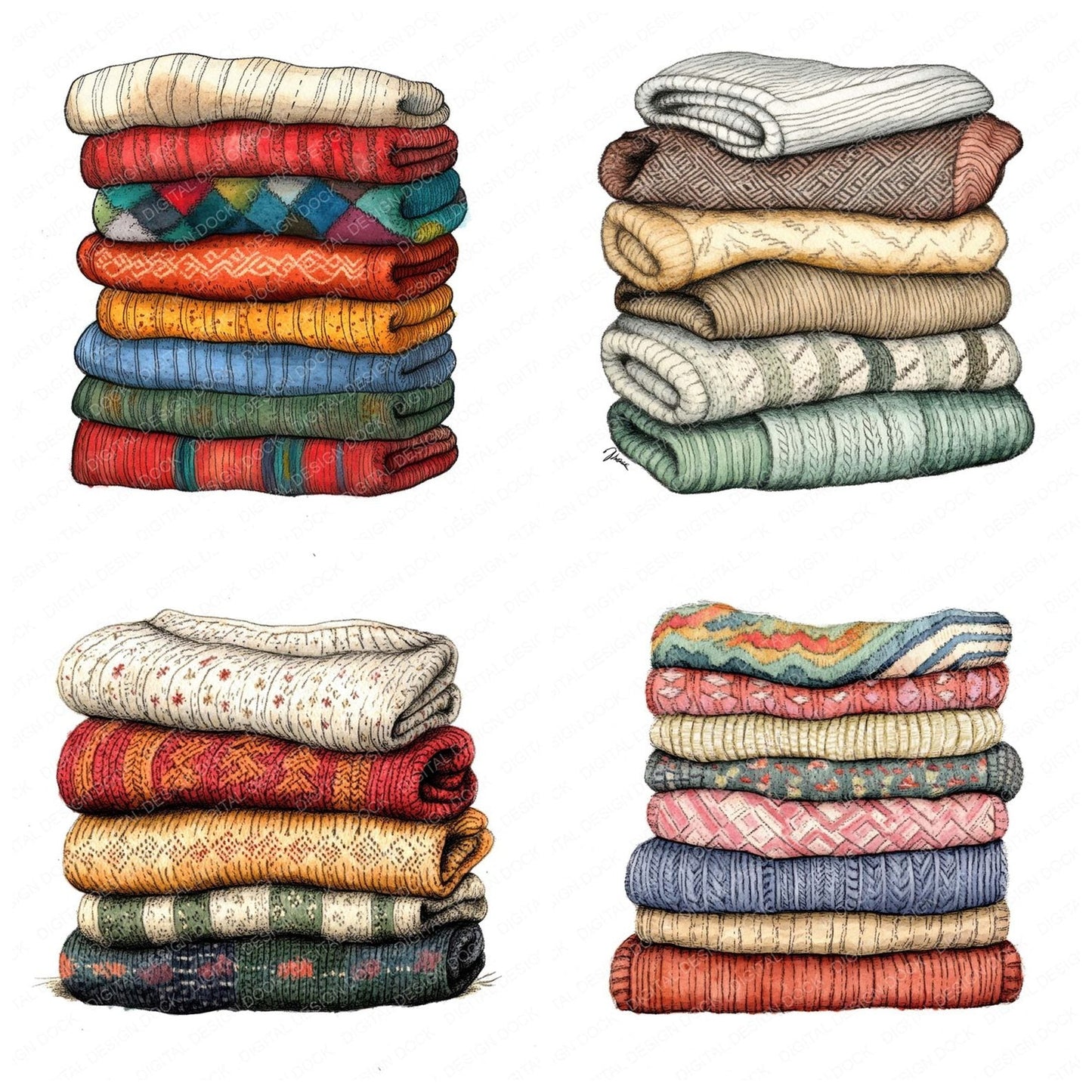 Folded Cozy Sweaters Clipart Set (DDD005457)