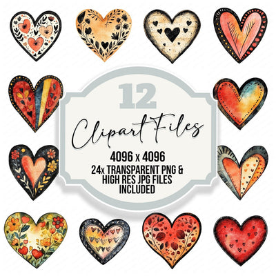 Folk Art Love Heart Clipart Set (DDD005513)