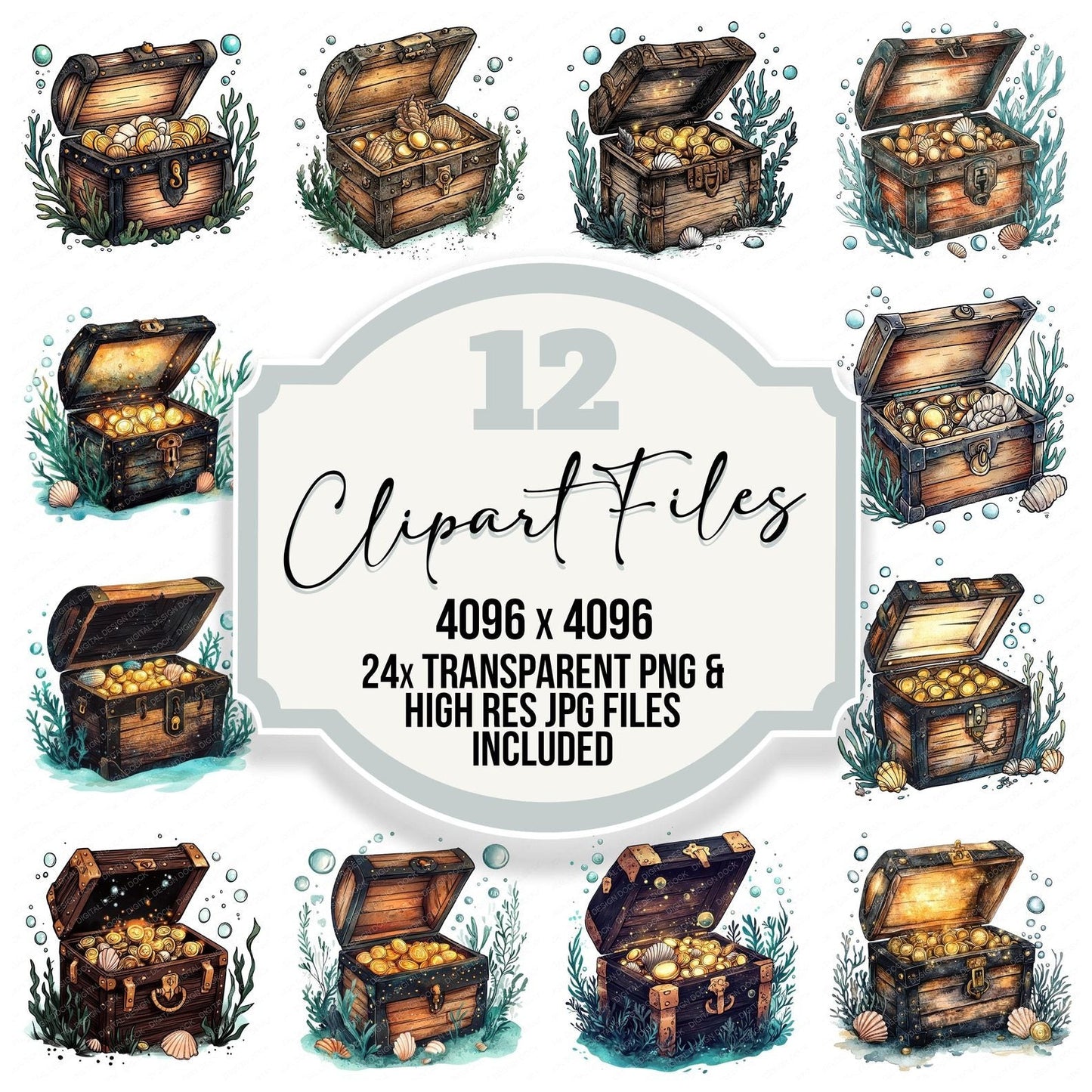 Folk Treasure Chest Clipart Set (DDD005626)