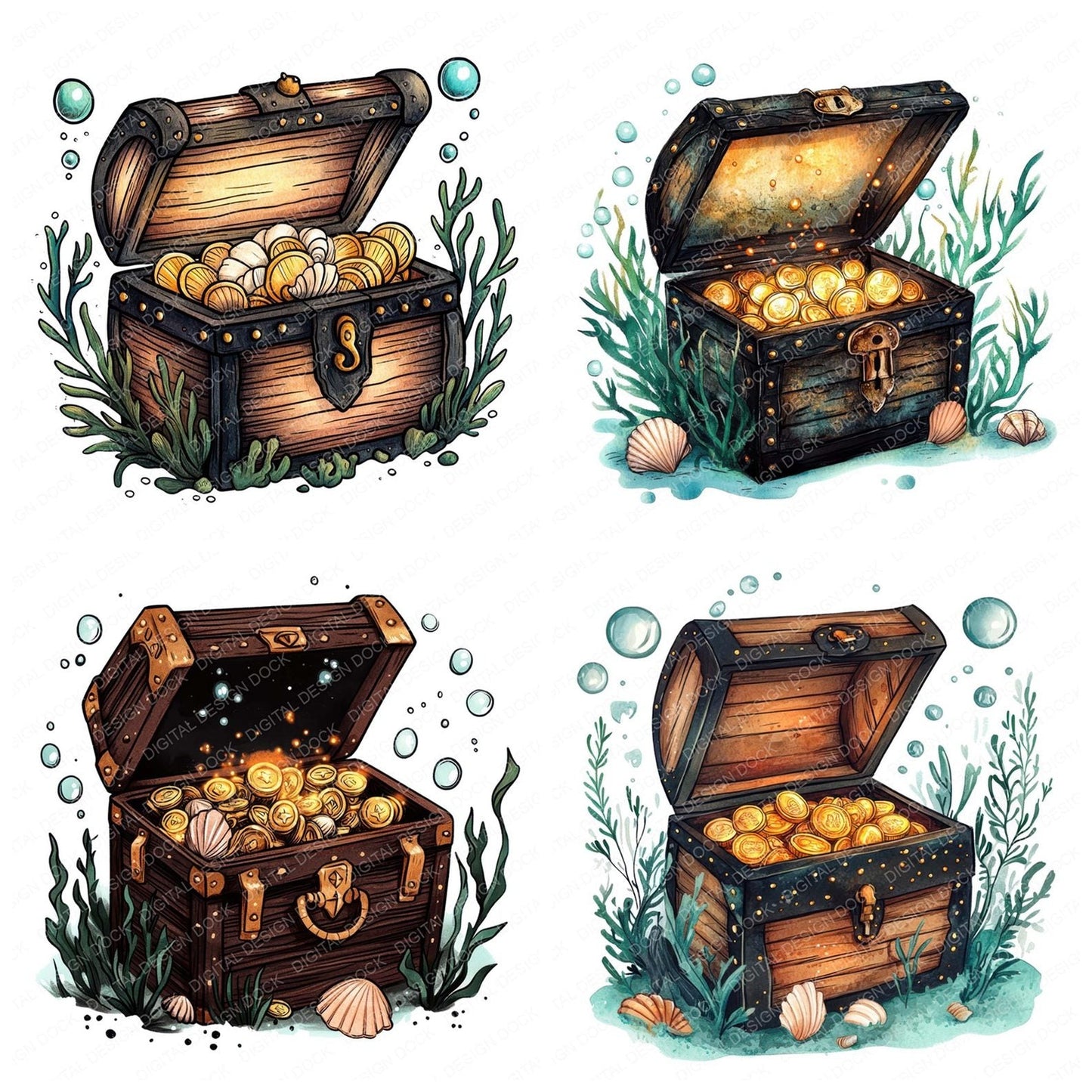 Folk Treasure Chest Clipart Set (DDD005626)