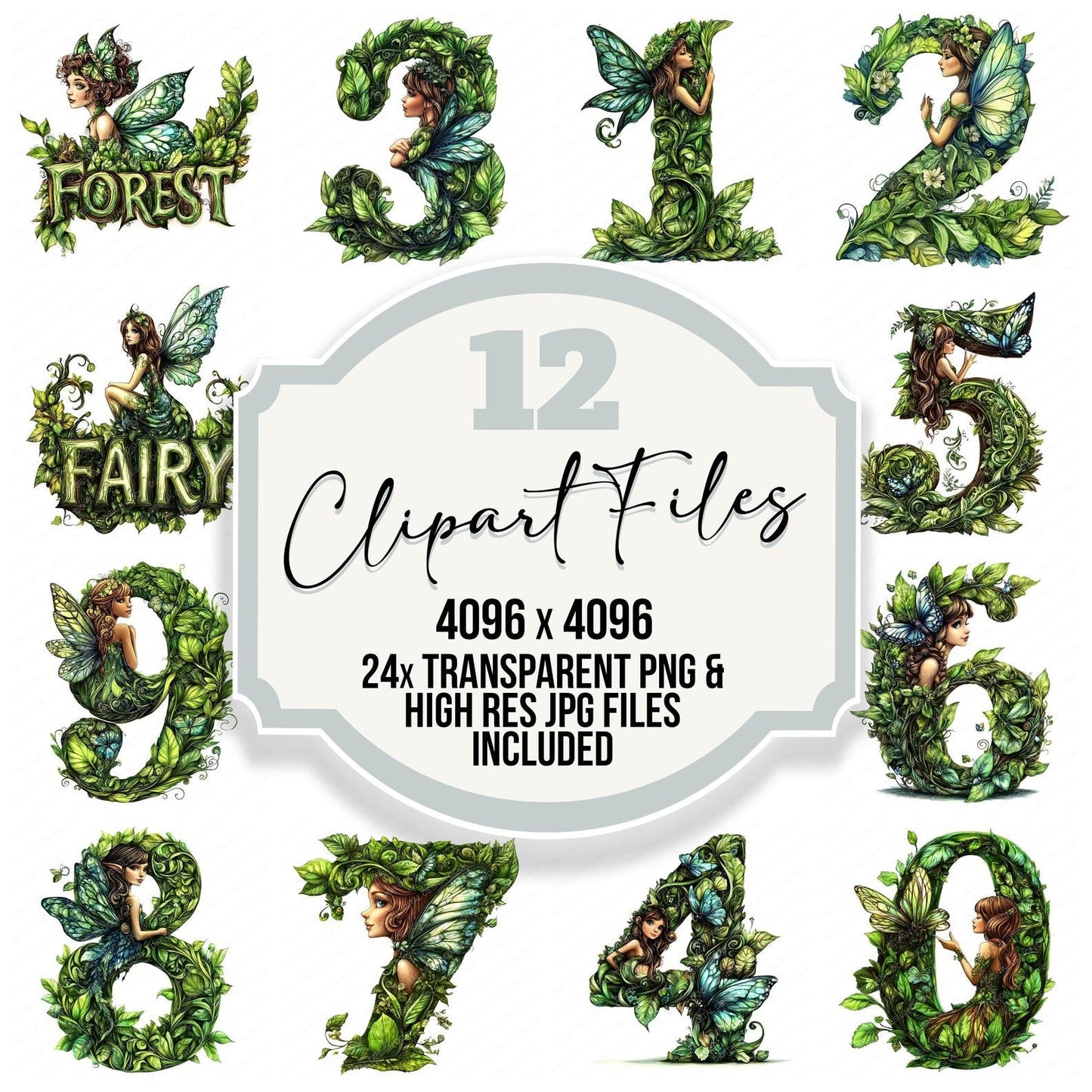 Forest Fairy Numbers Clipart Set (DDD005634)