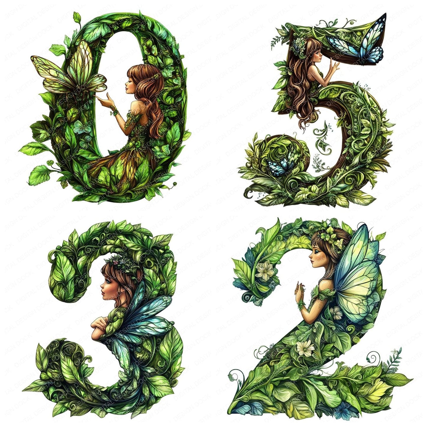 Forest Fairy Numbers Clipart Set (DDD005634)
