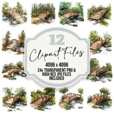 Forest Stream Bridge Clipart Set (DDD005637)