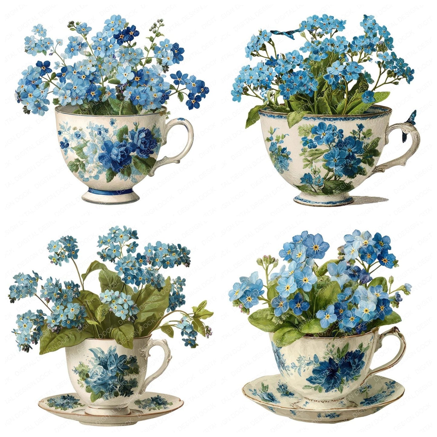 Forget Me Not Teacup Clipart Set (DDD005639)