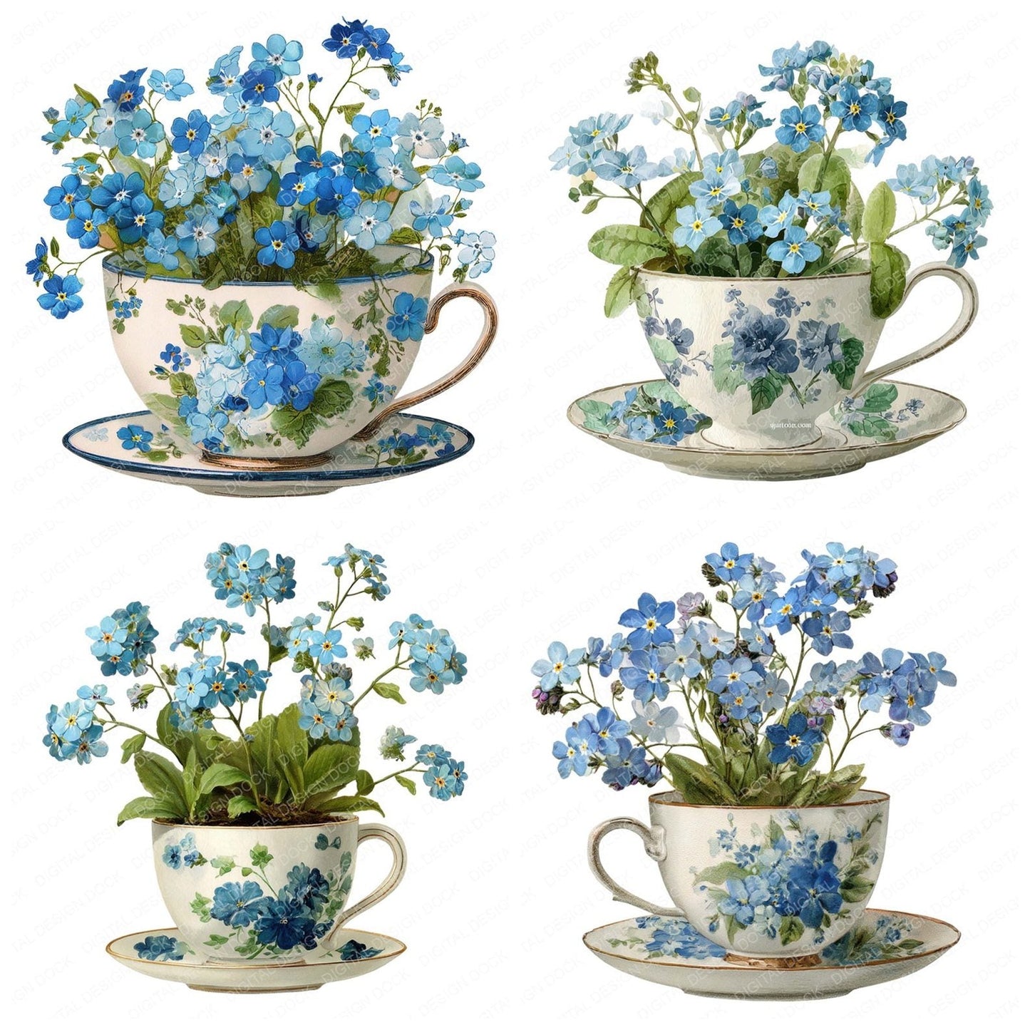 Forget Me Not Teacup Clipart Set (DDD005639)