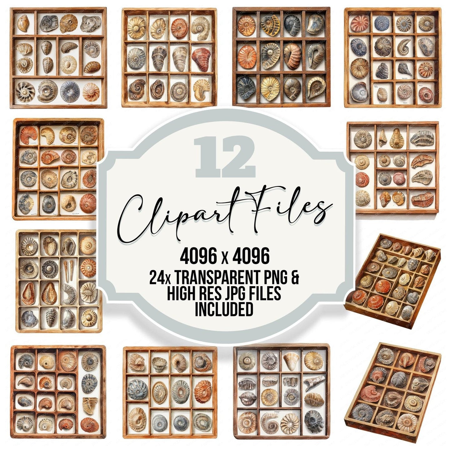 Fossil Display Tray Clipart Set (DDD005642)