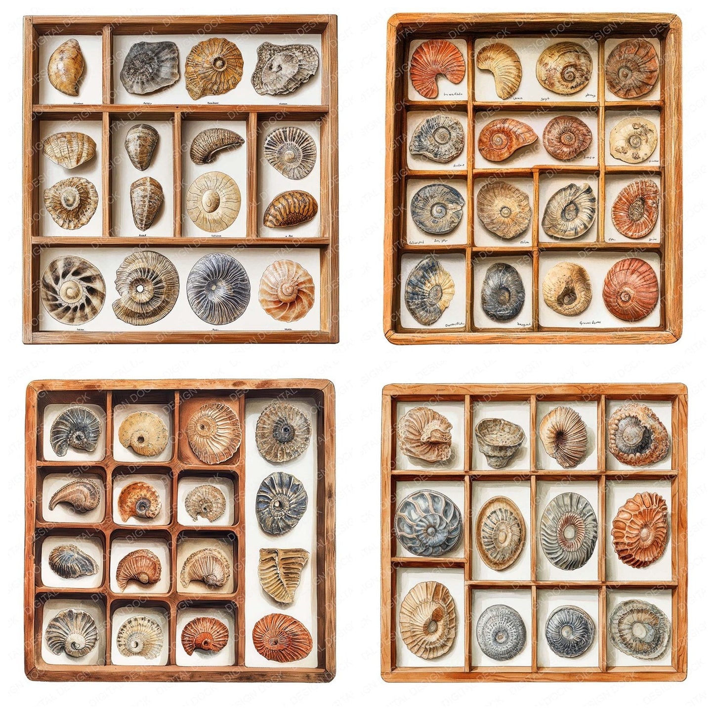 Fossil Display Tray Clipart Set (DDD005642)
