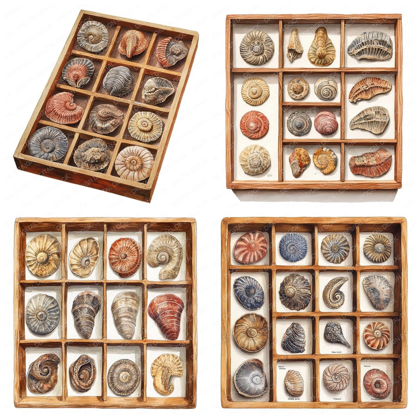 Fossil Display Tray Clipart Set (DDD005642)