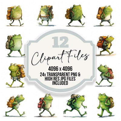 Frog Wearing Backpack Clipart Set (DDD005656)