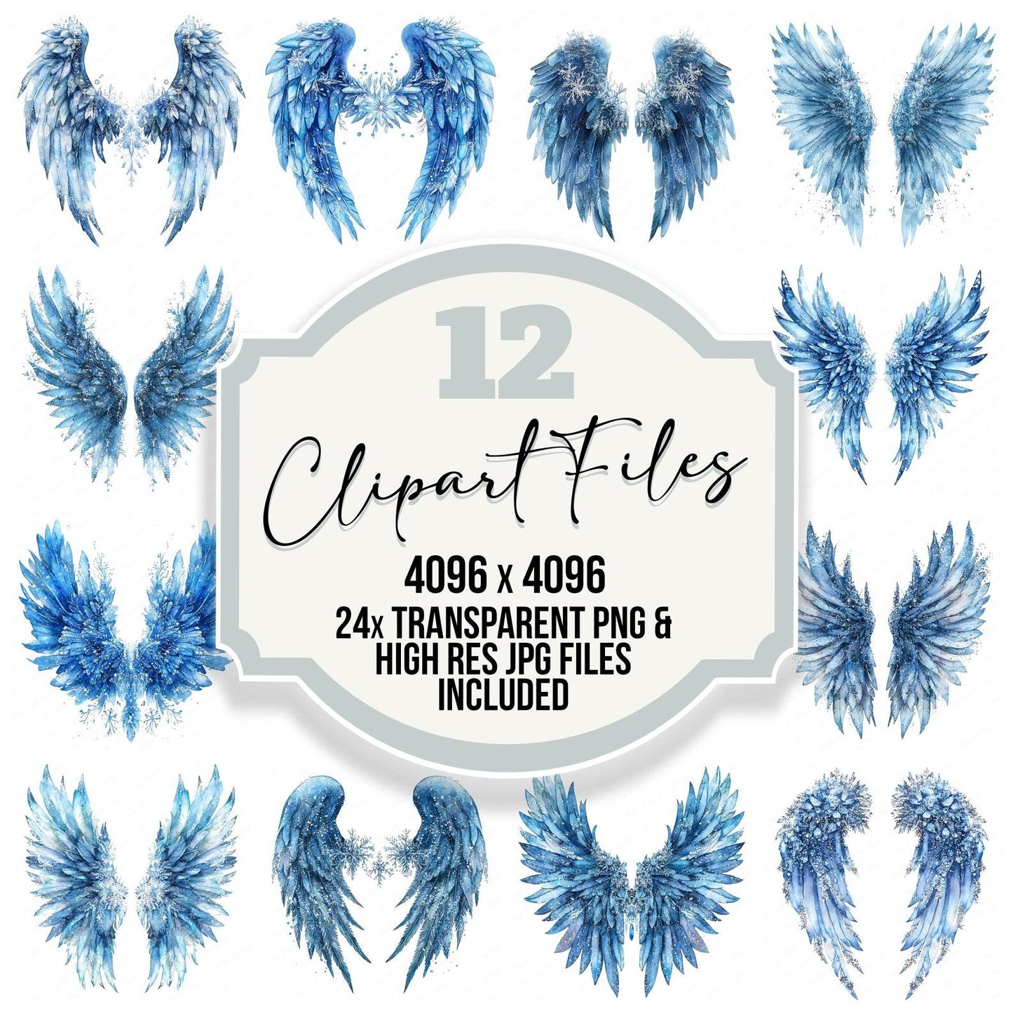 Frozen Crystal Angel Wings Clipart Set (DDD005659)