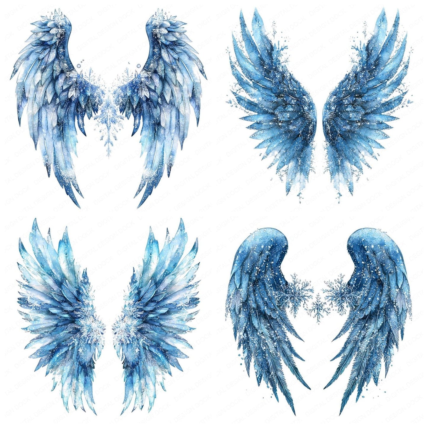 Frozen Crystal Angel Wings Clipart Set (DDD005659)