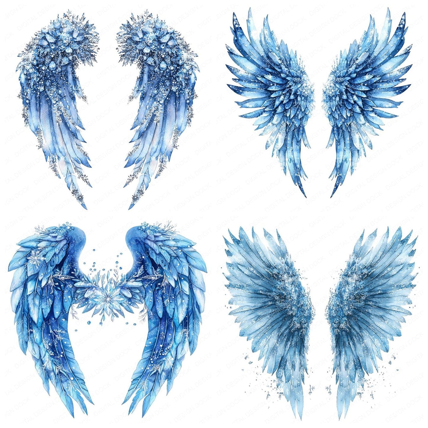 Frozen Crystal Angel Wings Clipart Set (DDD005659)