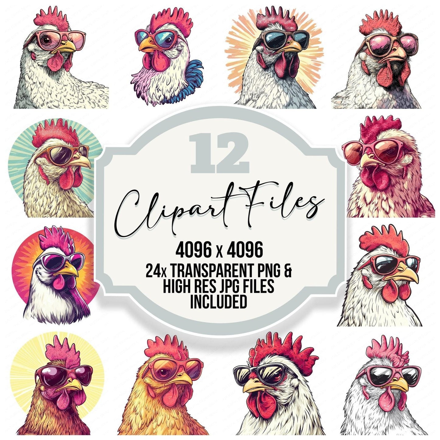 Funky Cool Chicken Clipart Set (DDD005662)