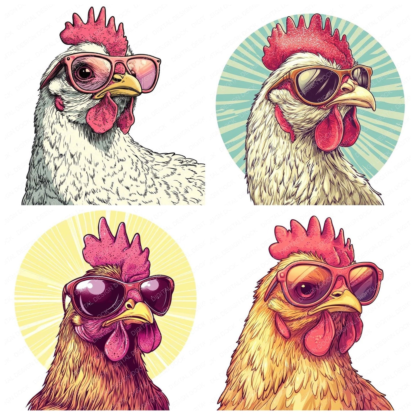 Funky Cool Chicken Clipart Set (DDD005662)