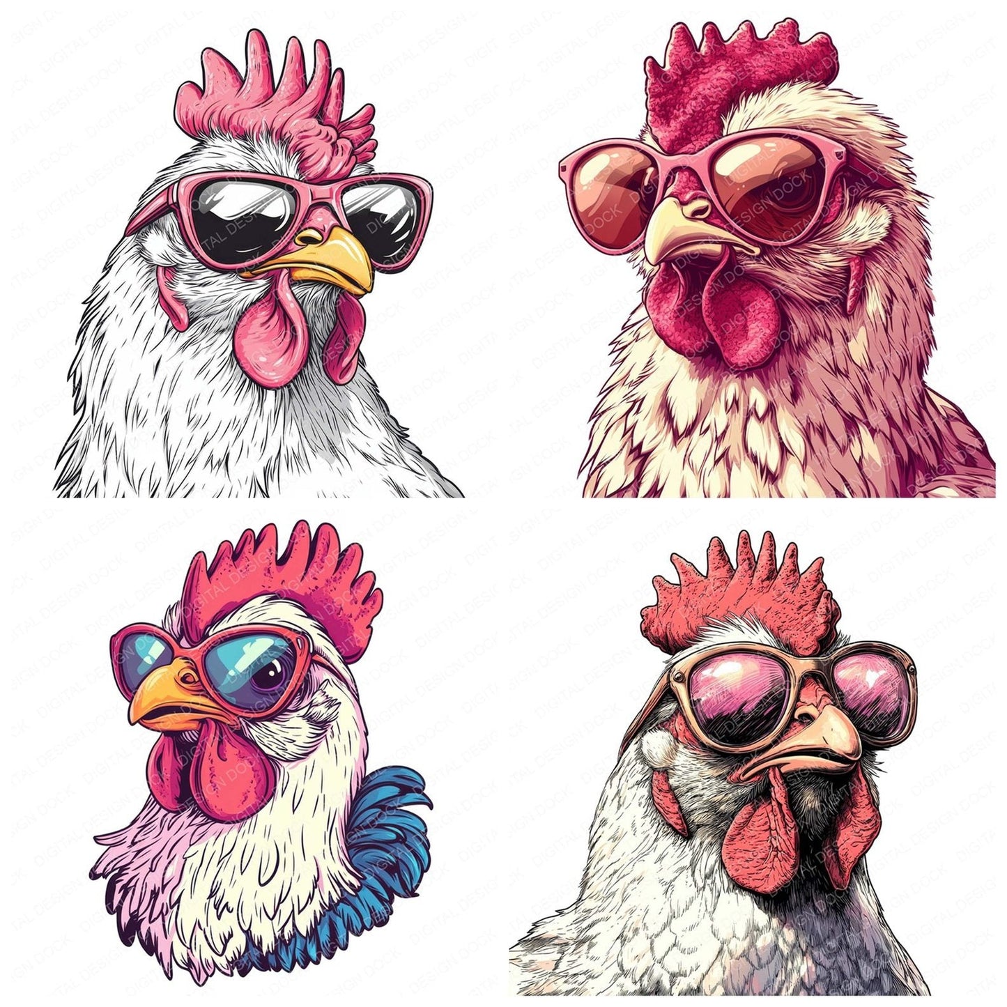Funky Cool Chicken Clipart Set (DDD005662)
