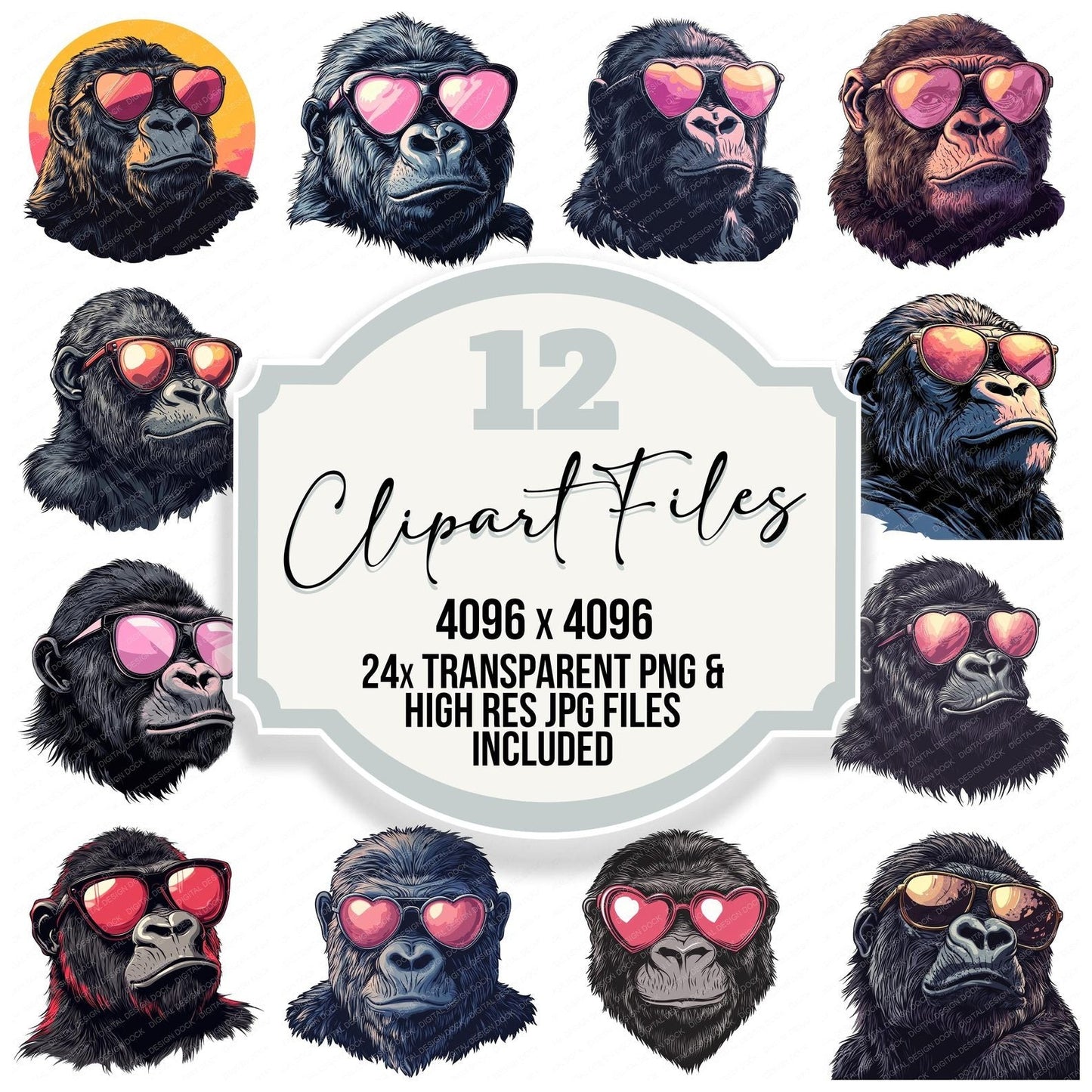 Funky Cool Gorilla Clipart Set (DDD005663)
