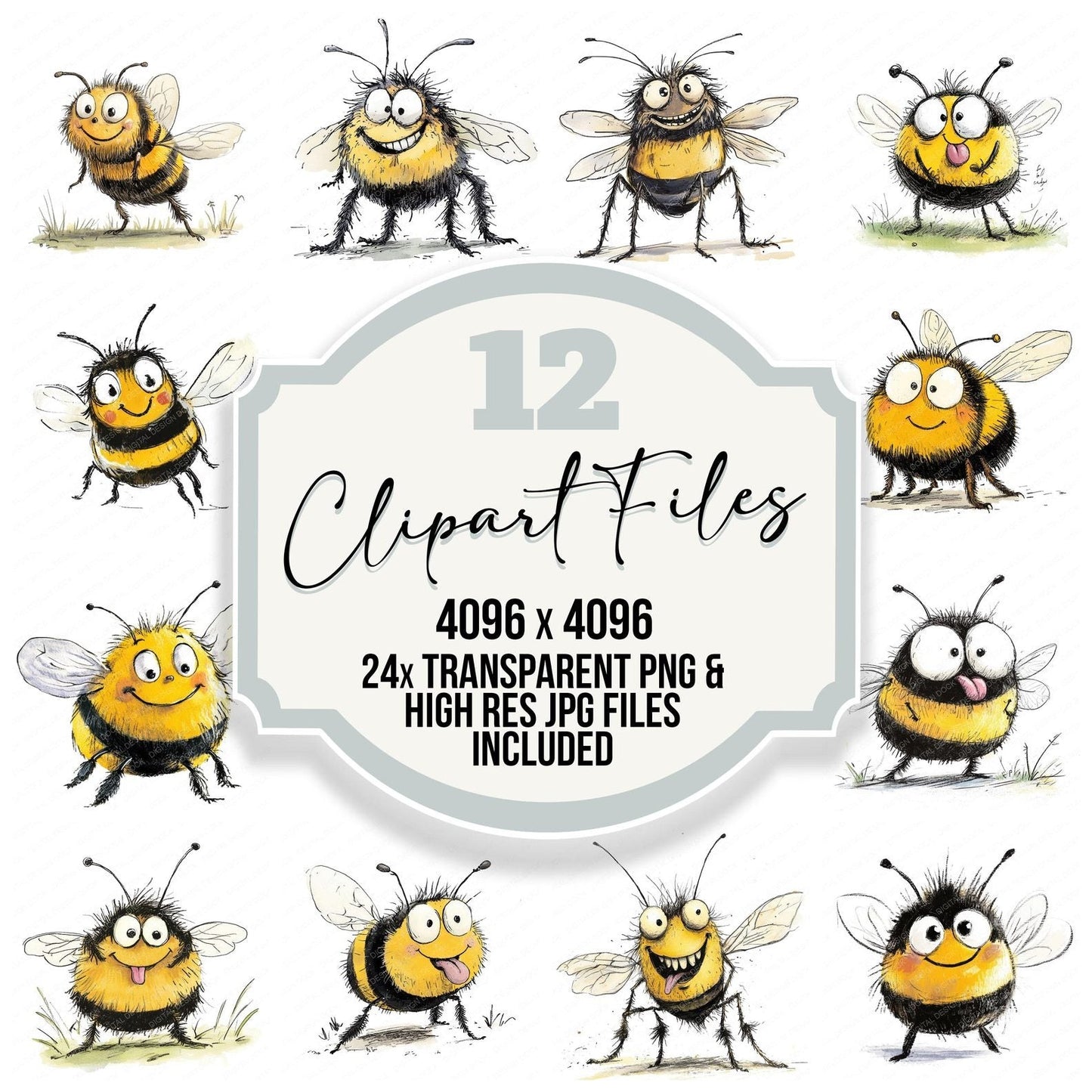 Funny Bee Character Clipart Set (DDD005664)