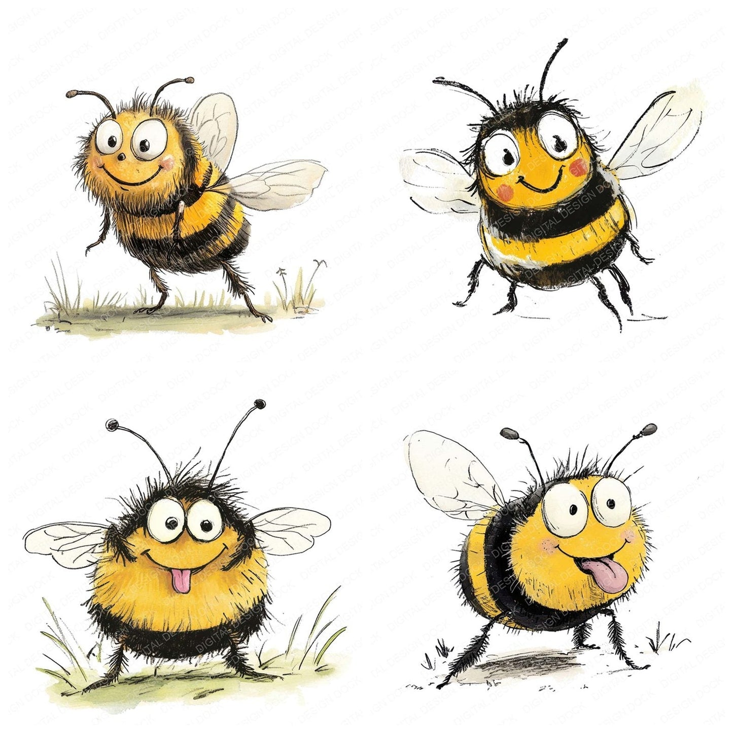 Funny Bee Character Clipart Set (DDD005664)