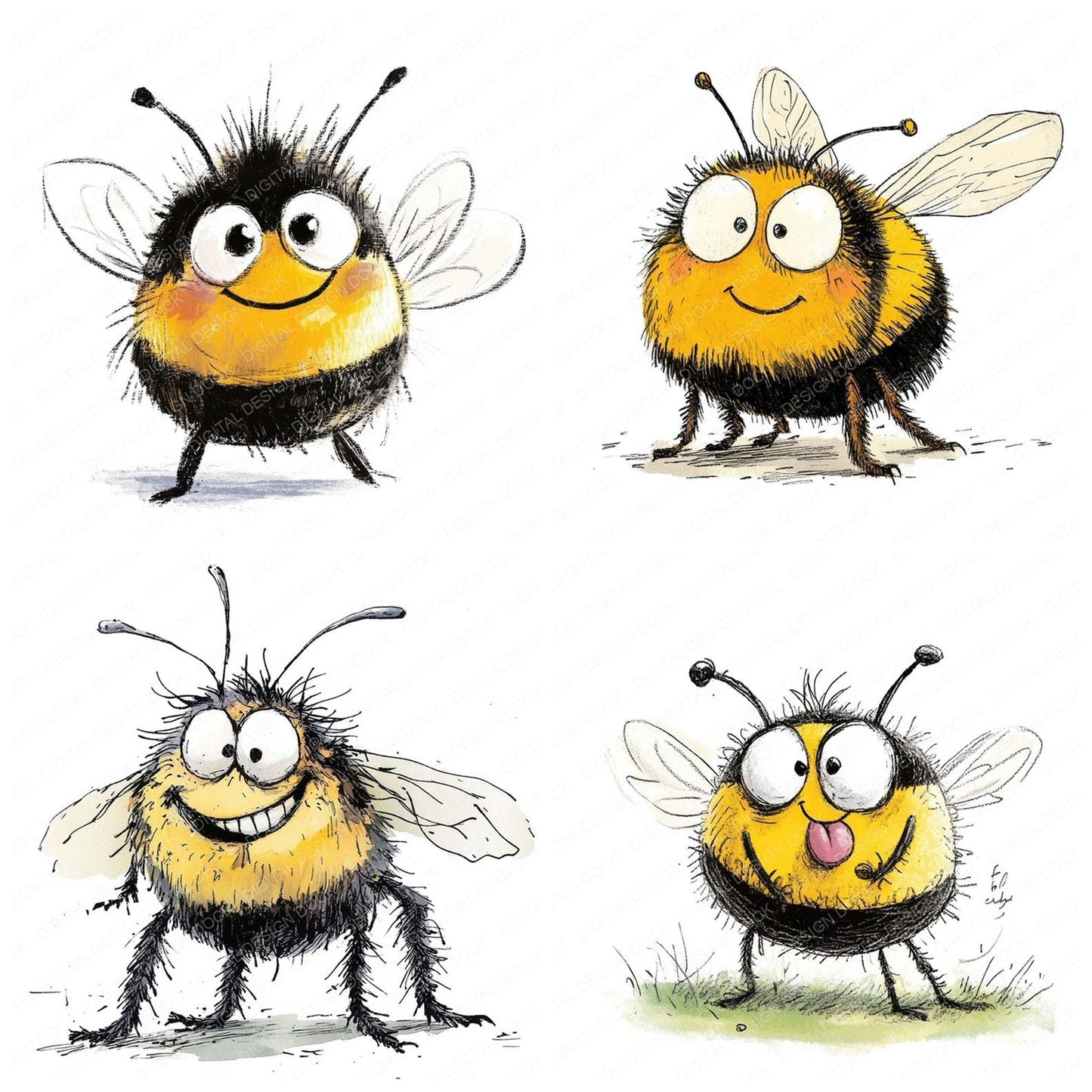 Funny Bee Character Clipart Set (DDD005664)