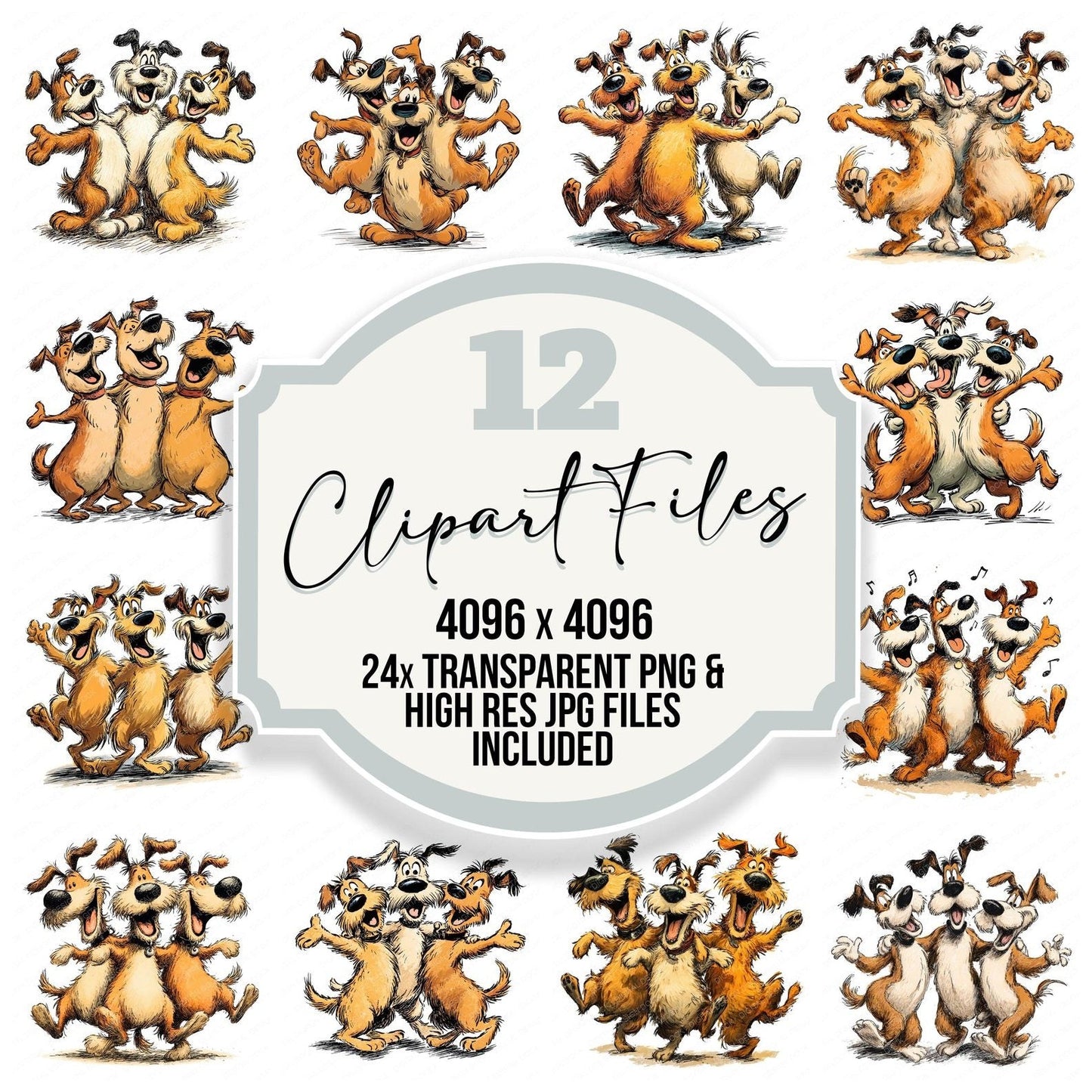 Funny Dancing Dogs Clipart Set (DDD005667)