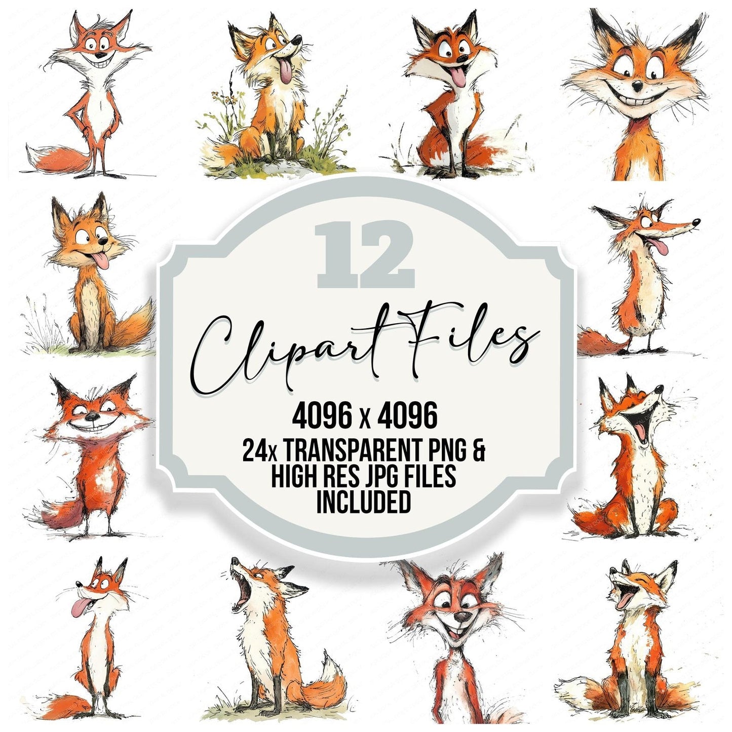 Funny Fox Character Clipart Set (DDD005670)