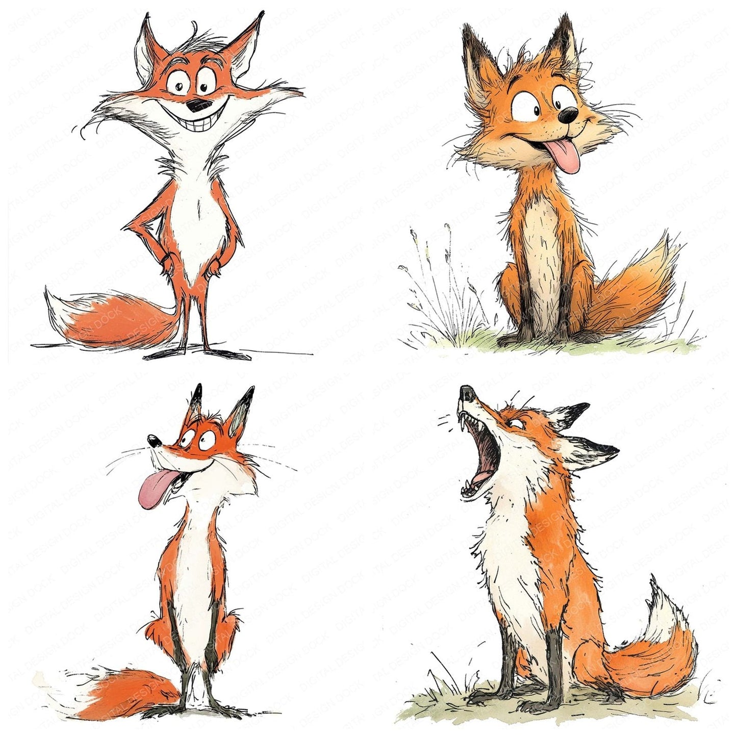 Funny Fox Character Clipart Set (DDD005670)