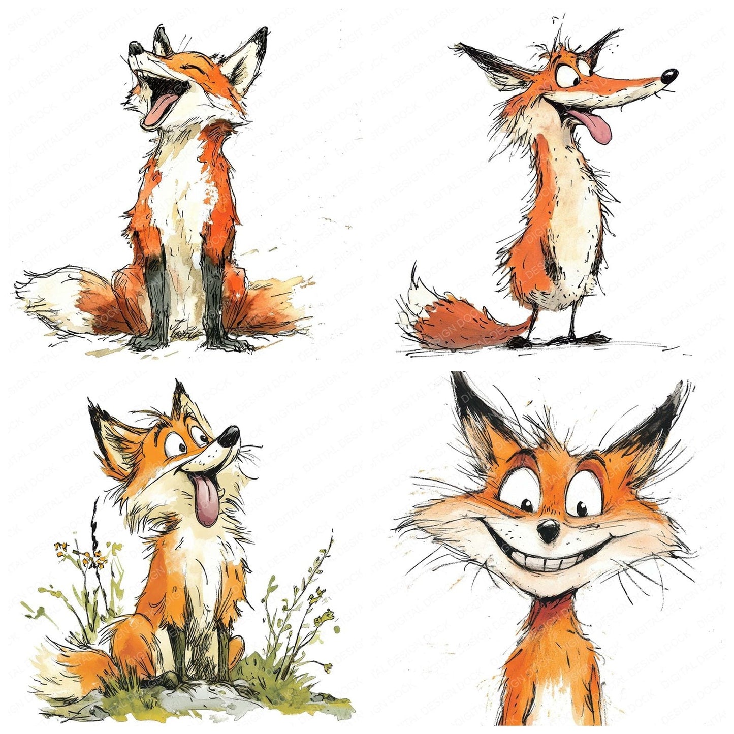 Funny Fox Character Clipart Set (DDD005670)