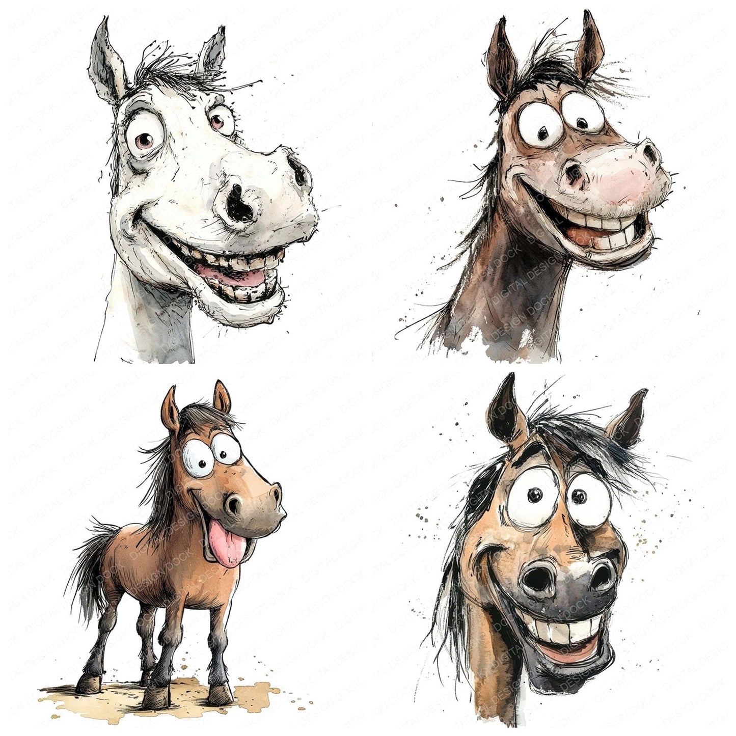 Funny Horse Character Clipart Set (DDD005671)