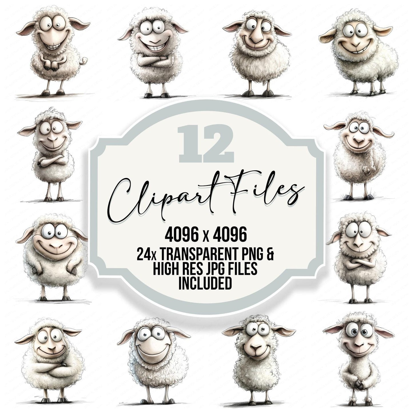 Funny Sheep Character Clipart Set (DDD005673)