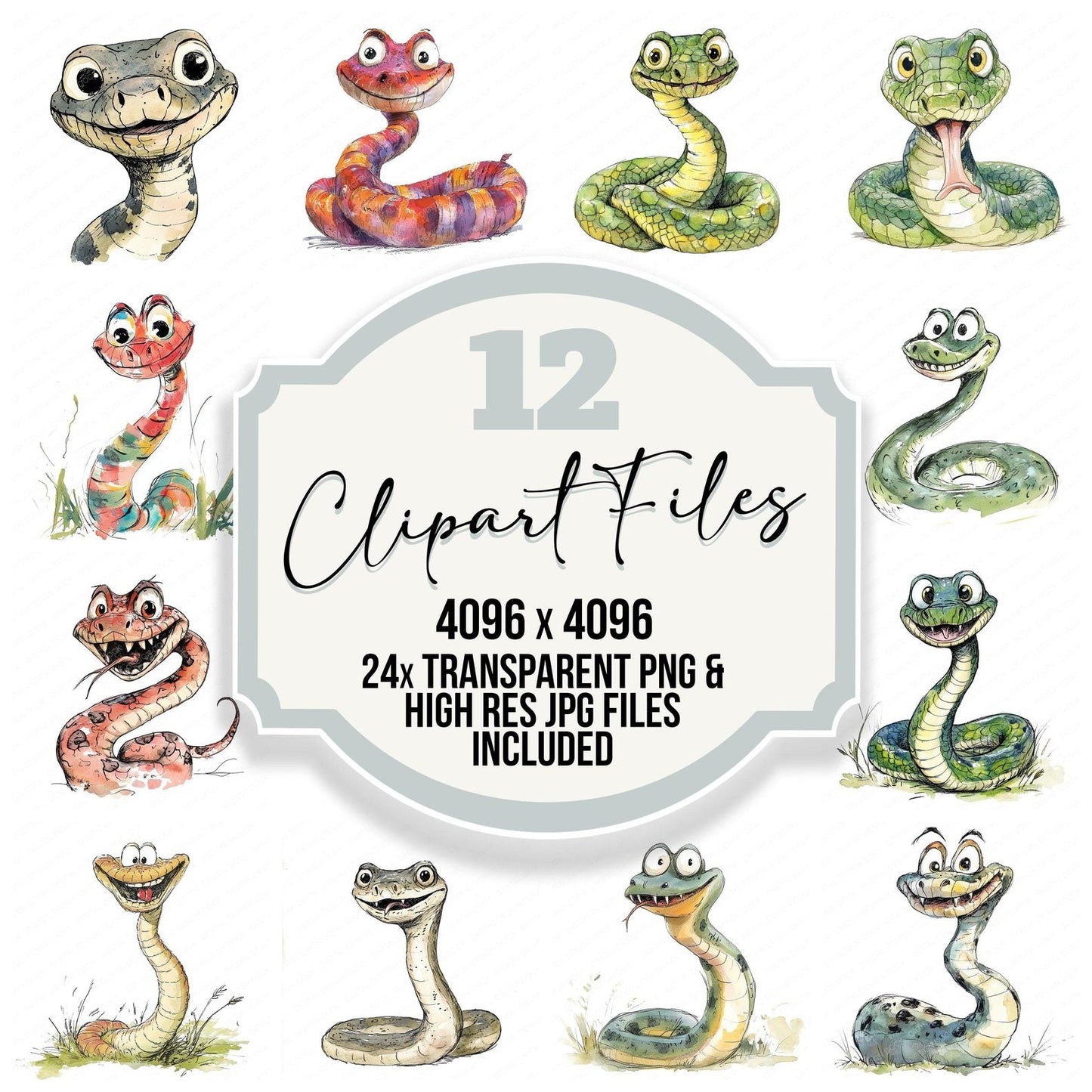 Funny Snake Character Clipart Set (DDD005675)