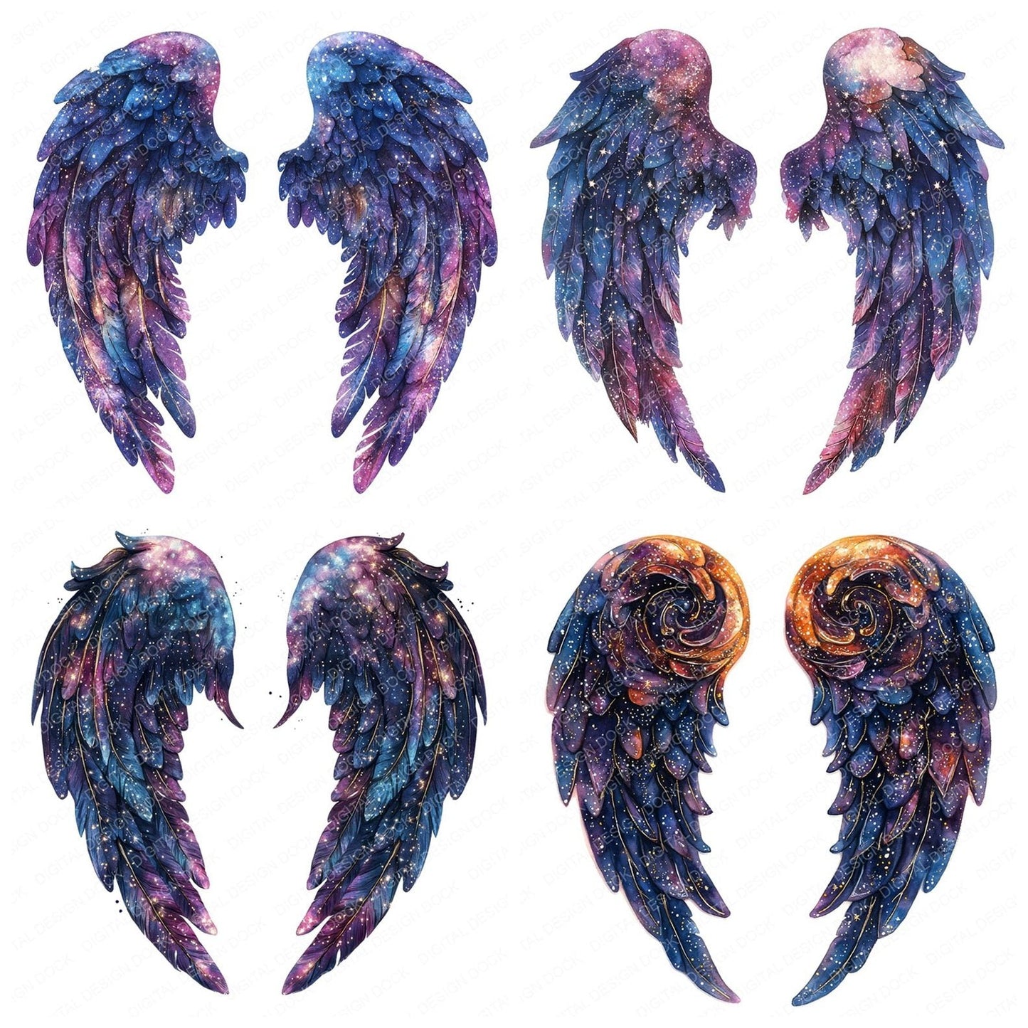 Galactic Swirl Angel Wings Clipart Set (DDD005679)