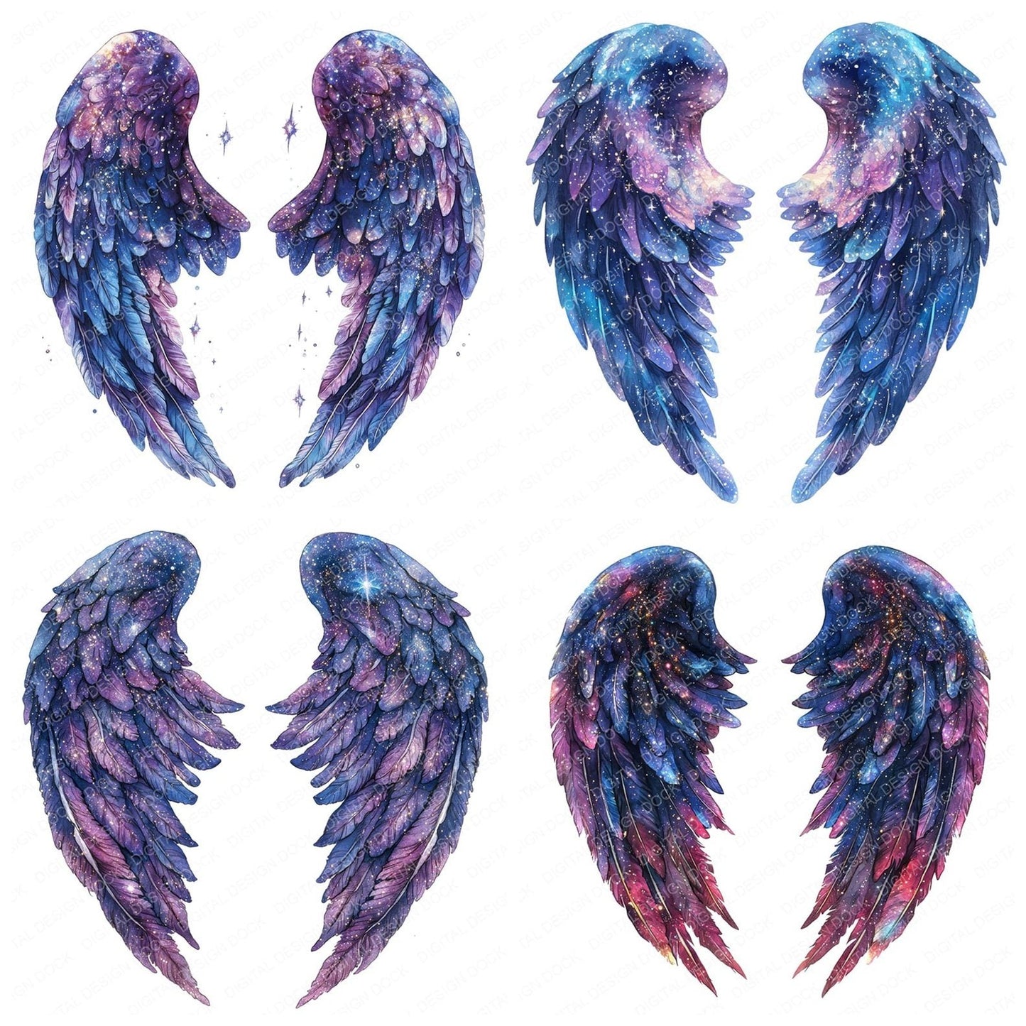 Galactic Swirl Angel Wings Clipart Set (DDD005679)