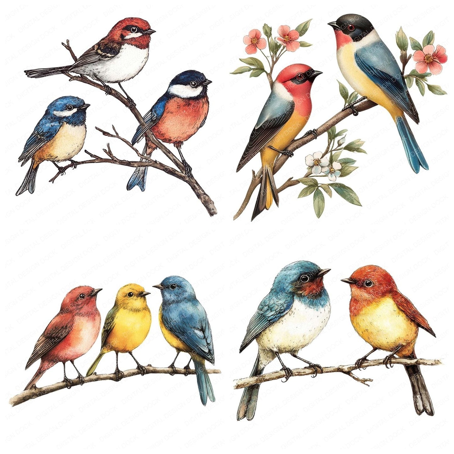 Garden Bird Friends Clipart Set (DDD005681)