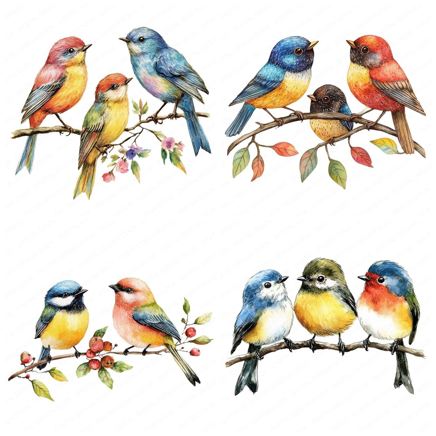 Garden Bird Friends Clipart Set (DDD005681)