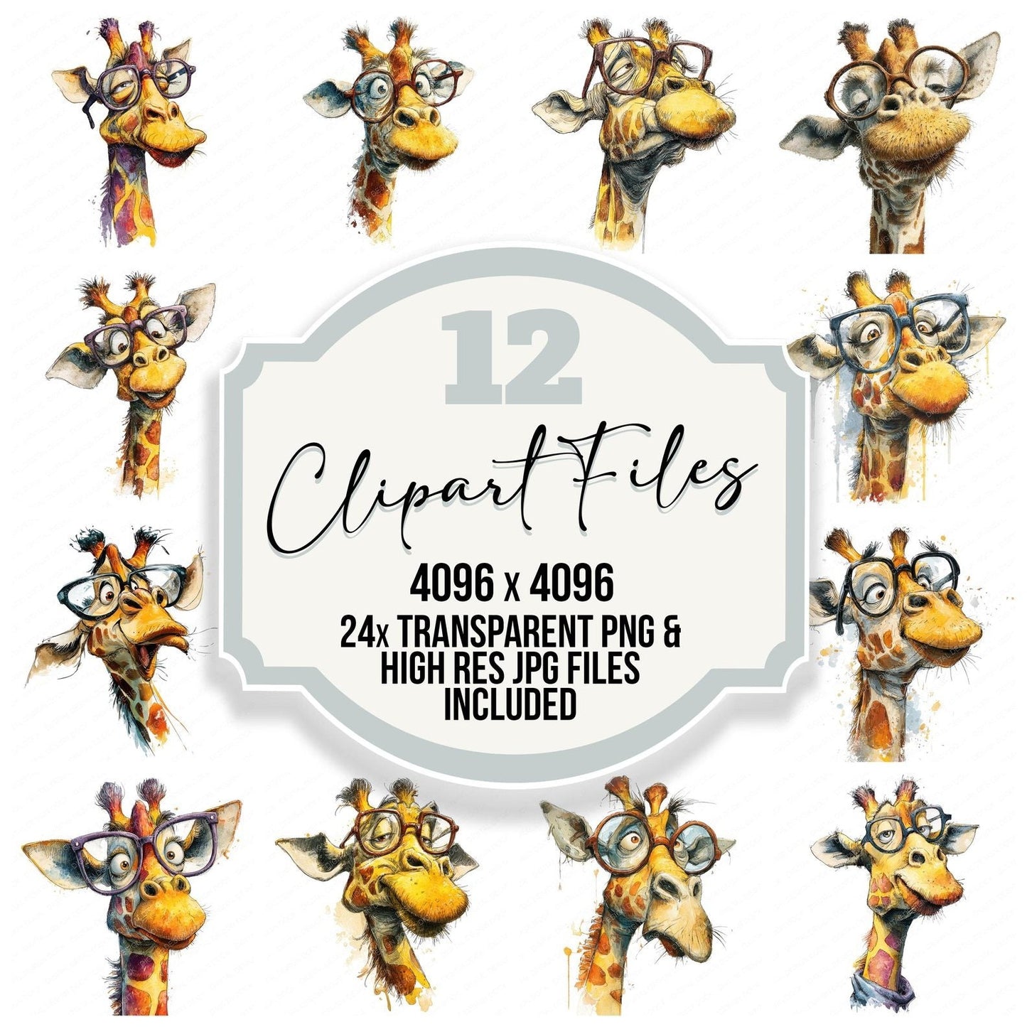 Giraffe Big Glasses Clipart Set (DDD005699)