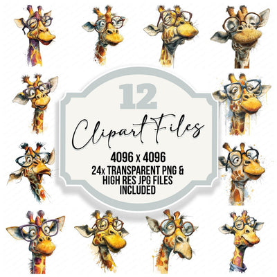 Giraffe Big Glasses Clipart Set (DDD005699)