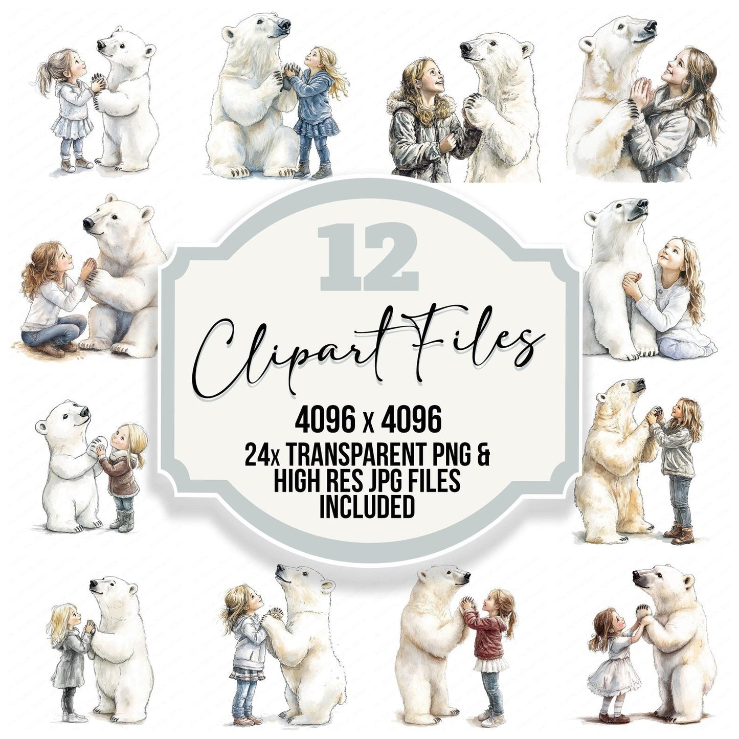 Girl and Polar Bear Clipart Set (DDD005702)