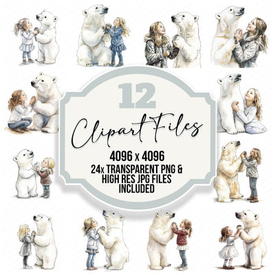 Girl and Polar Bear Clipart Set (DDD005702)