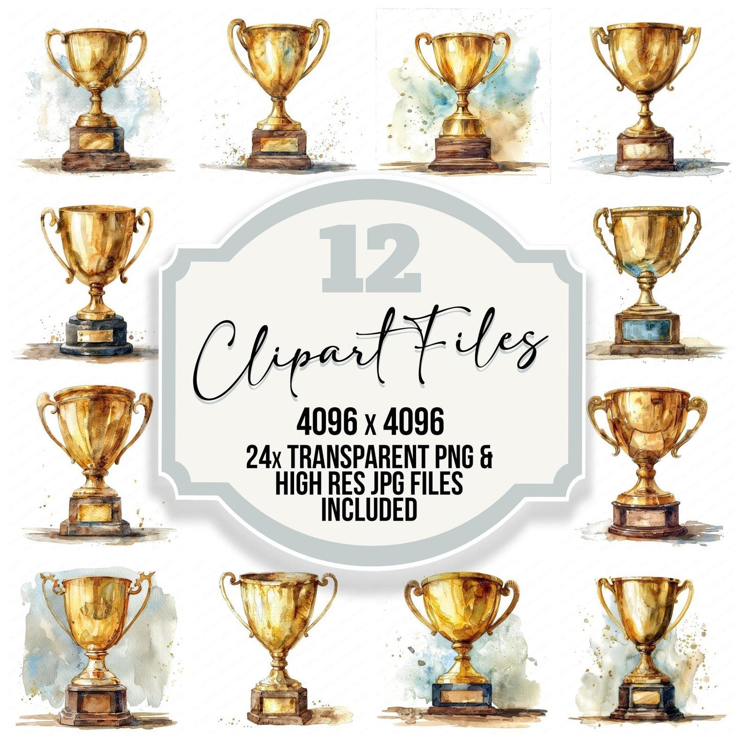 Gold Trophy Clipart Set (DDD005721)
