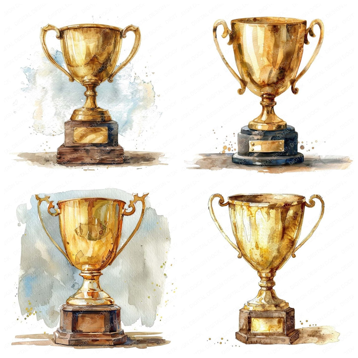 Gold Trophy Clipart Set (DDD005721)