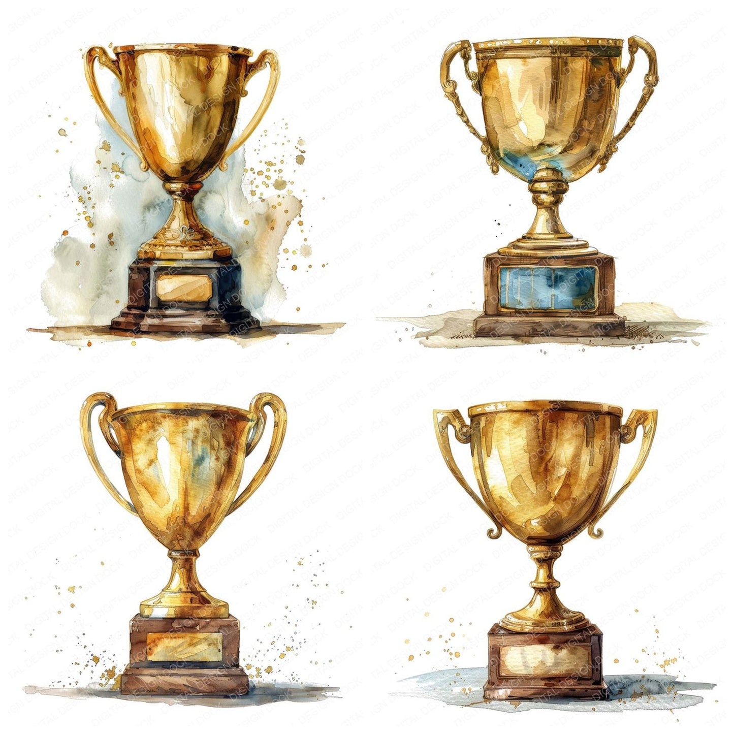 Gold Trophy Clipart Set (DDD005721)