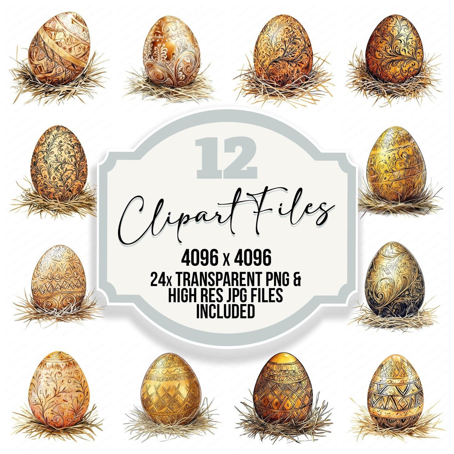 Golden Easter Egg Clipart Set (DDD005722)