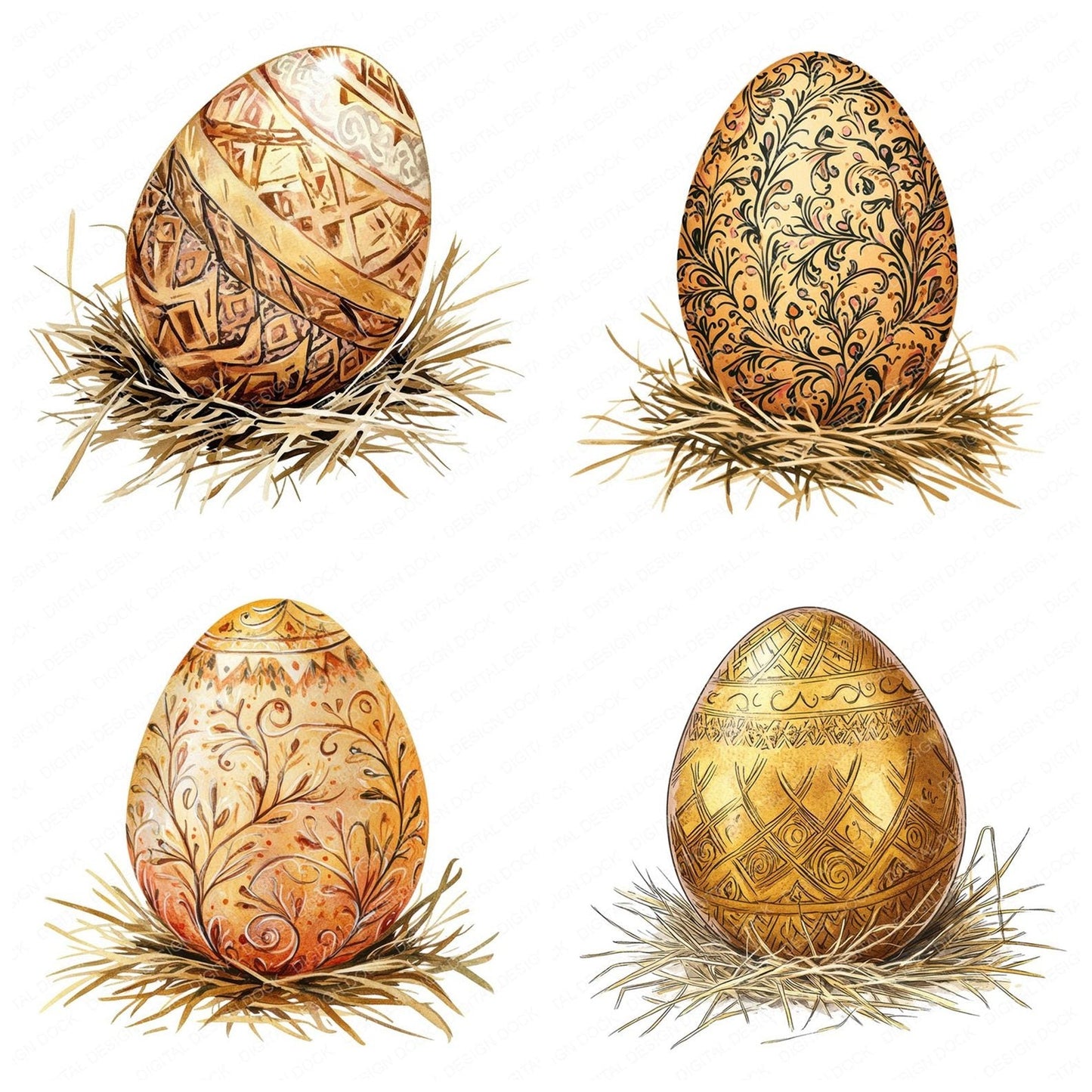 Golden Easter Egg Clipart Set (DDD005722)