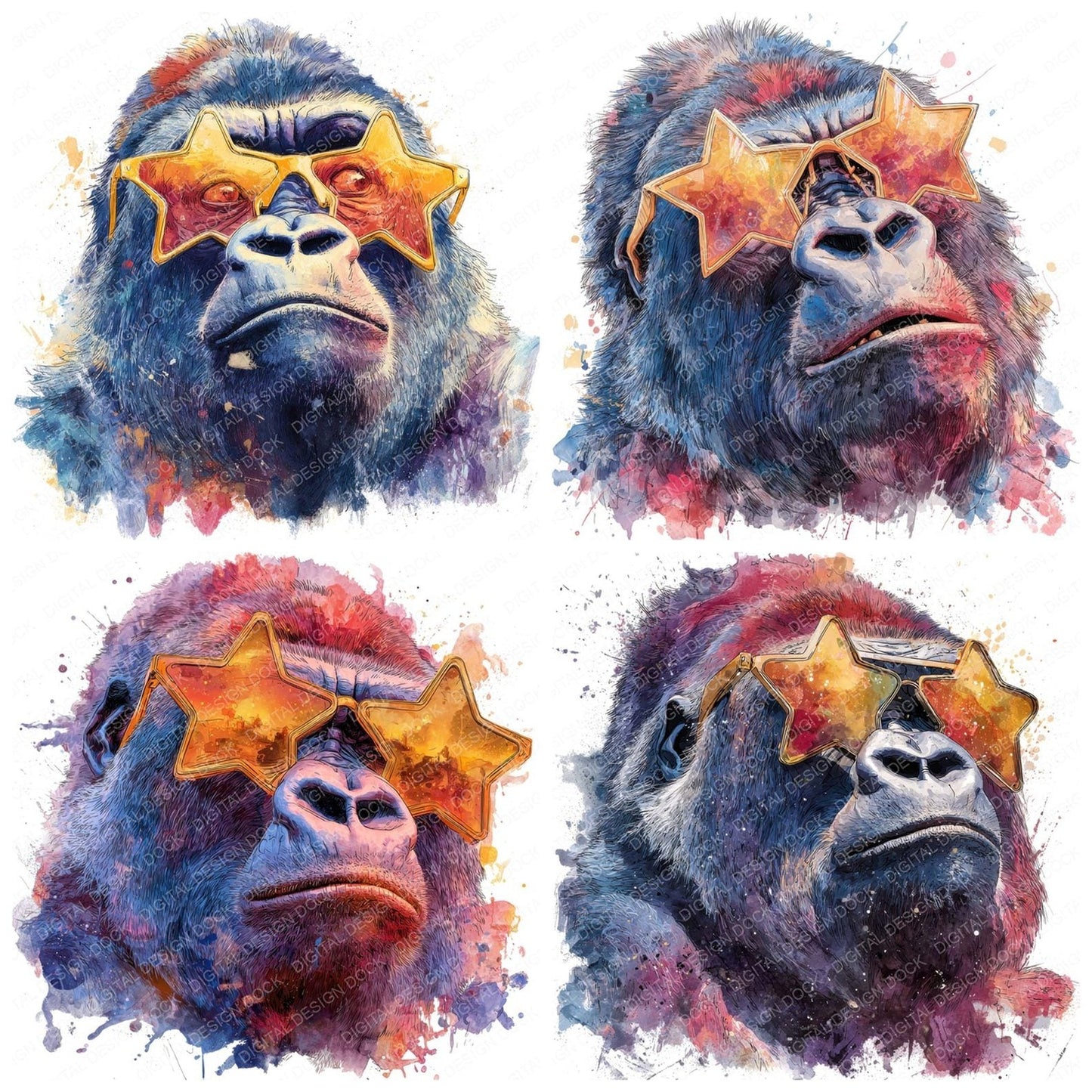Gorilla Star Shades Clipart Set (DDD005734)