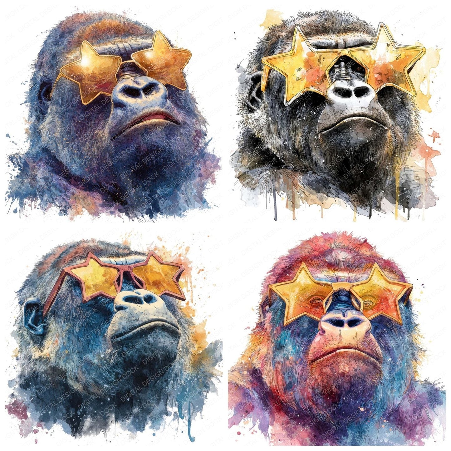 Gorilla Star Shades Clipart Set (DDD005734)