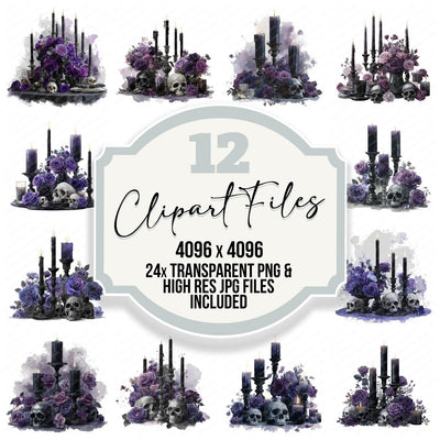 Gothic Candle Halloween Centrepiece Clipart Set (DDD005736)
