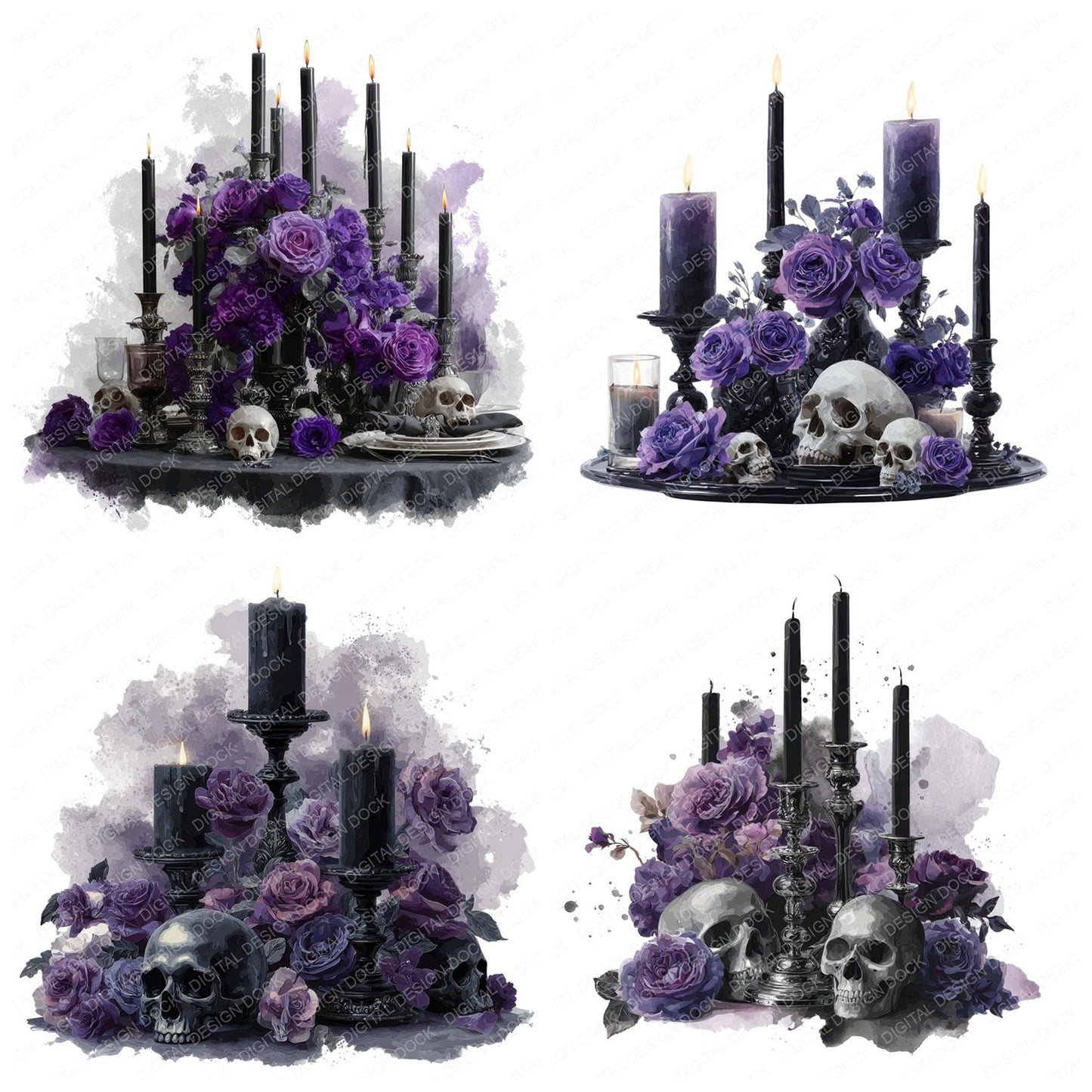 Gothic Candle Halloween Centrepiece Clipart Set (DDD005736)