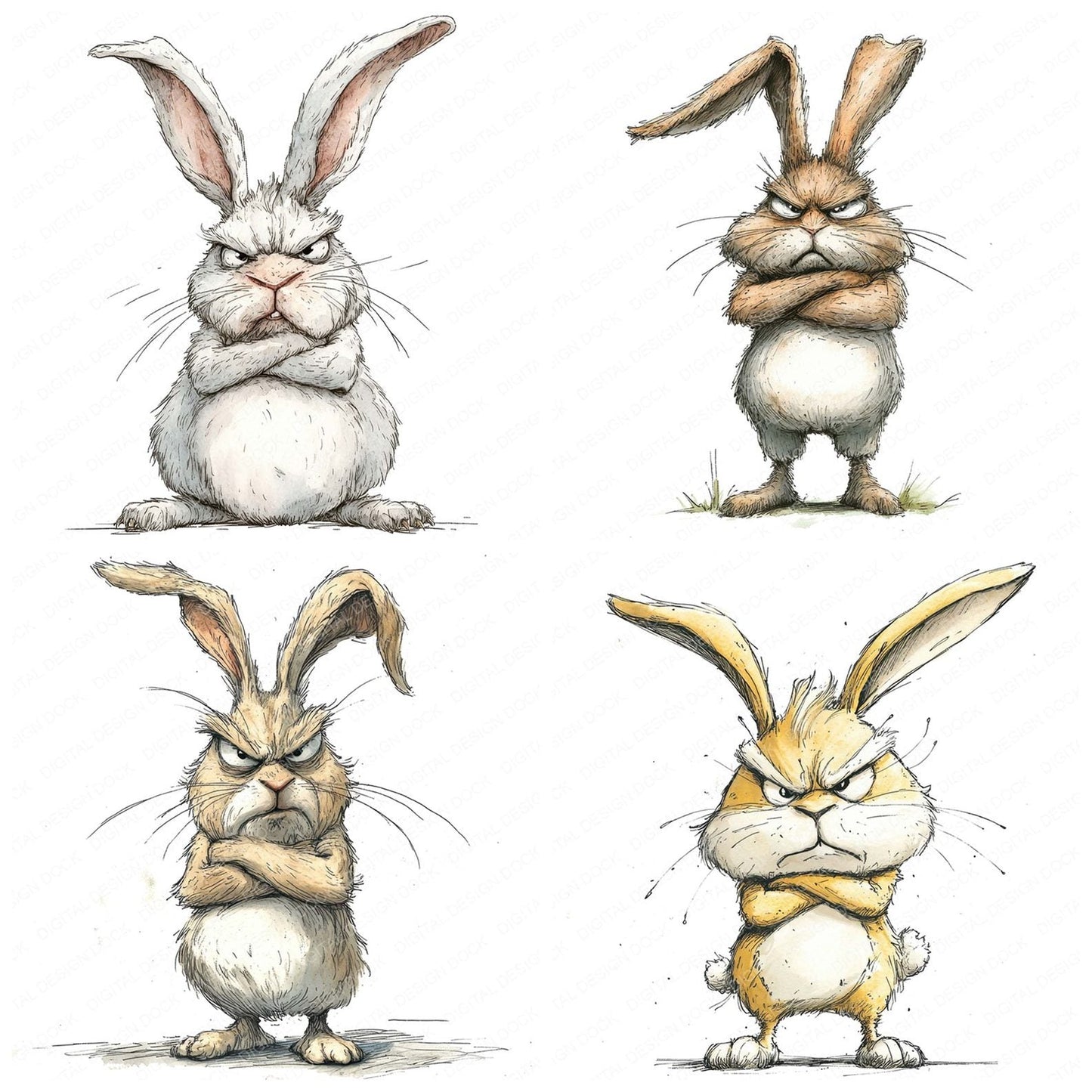 Grumpy Rabbit Character Clipart Set (DDD005753)