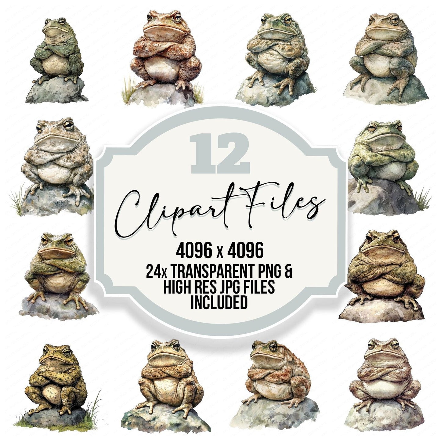 Grumpy Toad Frog Clipart Set (DDD005754)